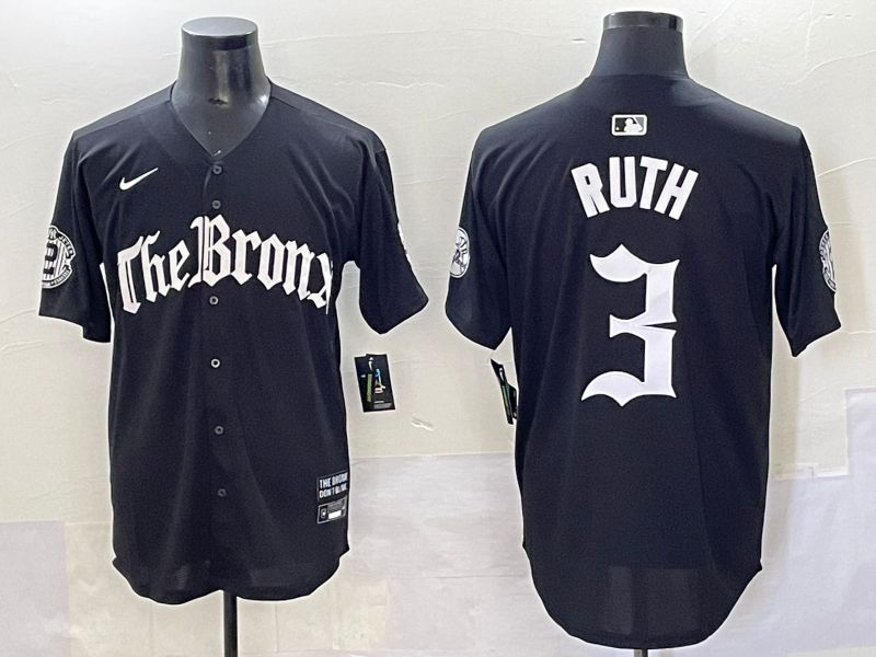 Men 2025 New York Yankees #3 Ruth Black Five generations Joint Name Nike MLB Jersey style 1->new york yankees->MLB Jersey
